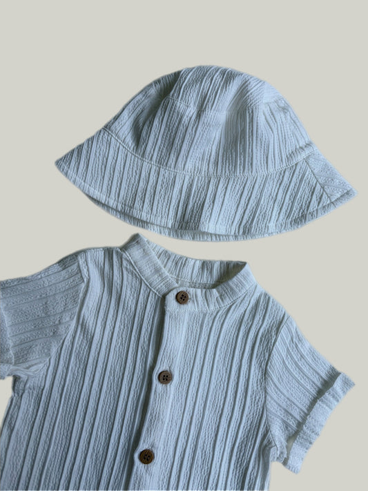 Brand New George Summer White Dungarees & Hat