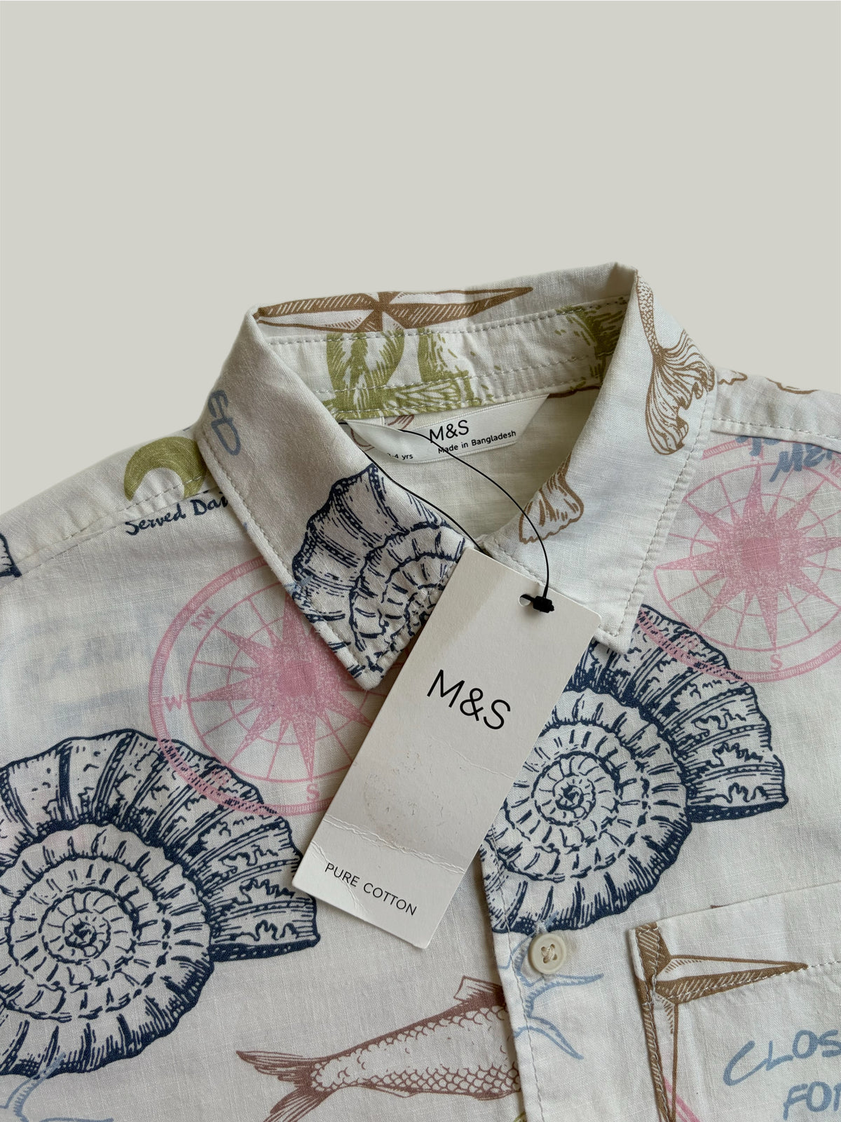 New With Tags M&S Pure Cotton Print Shirt 3 to 4 Years