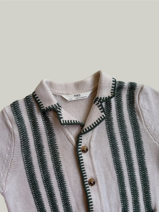 New Without Tags M&S Pure Cotton Striped Knitted Shirt