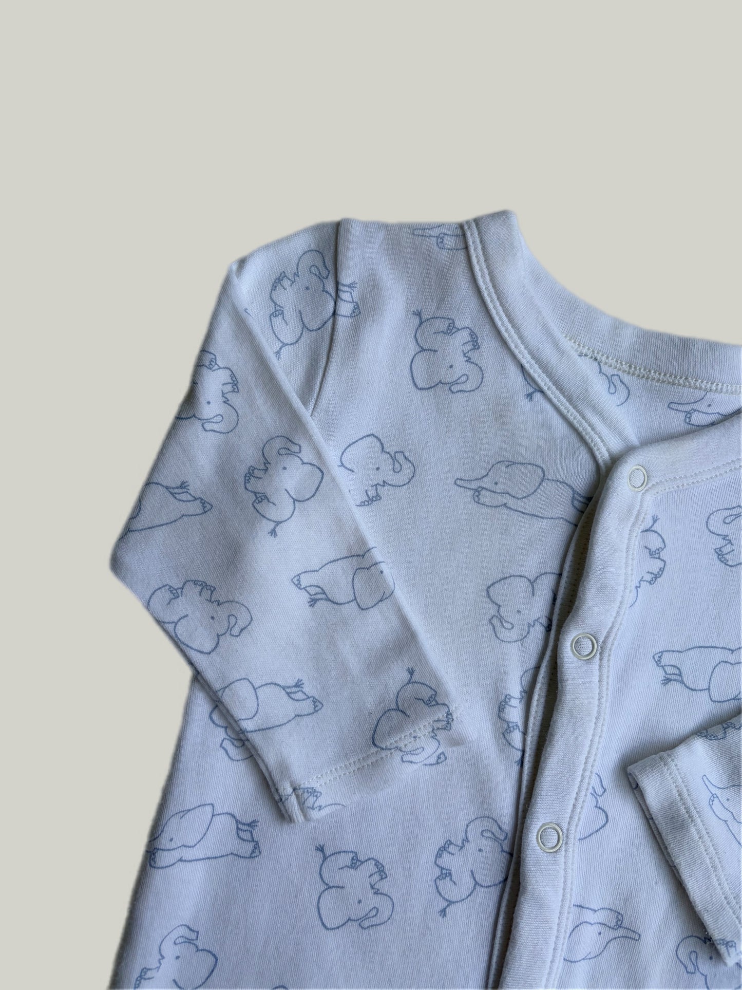Good Condition M&S Elephant Print Cotton Sleep Suit