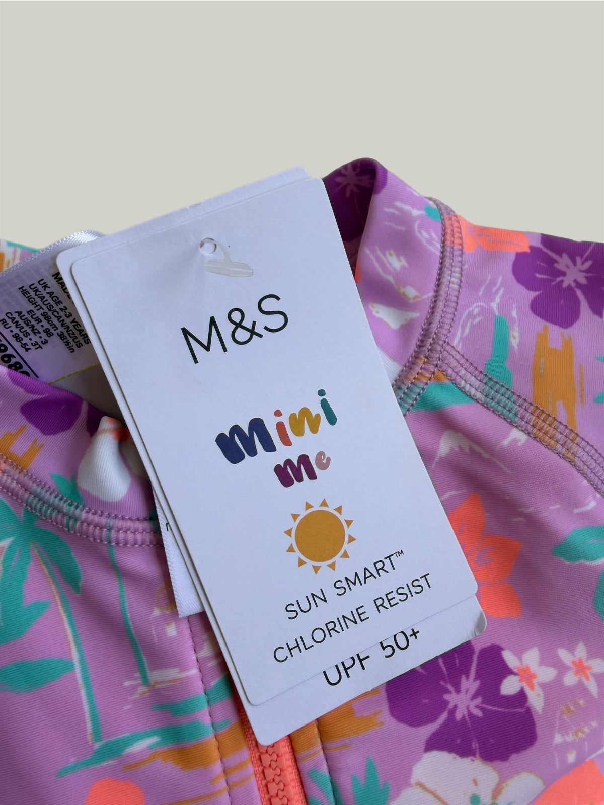 New With Tags M&S Swim Onesie With Hat 9 to 12 Months