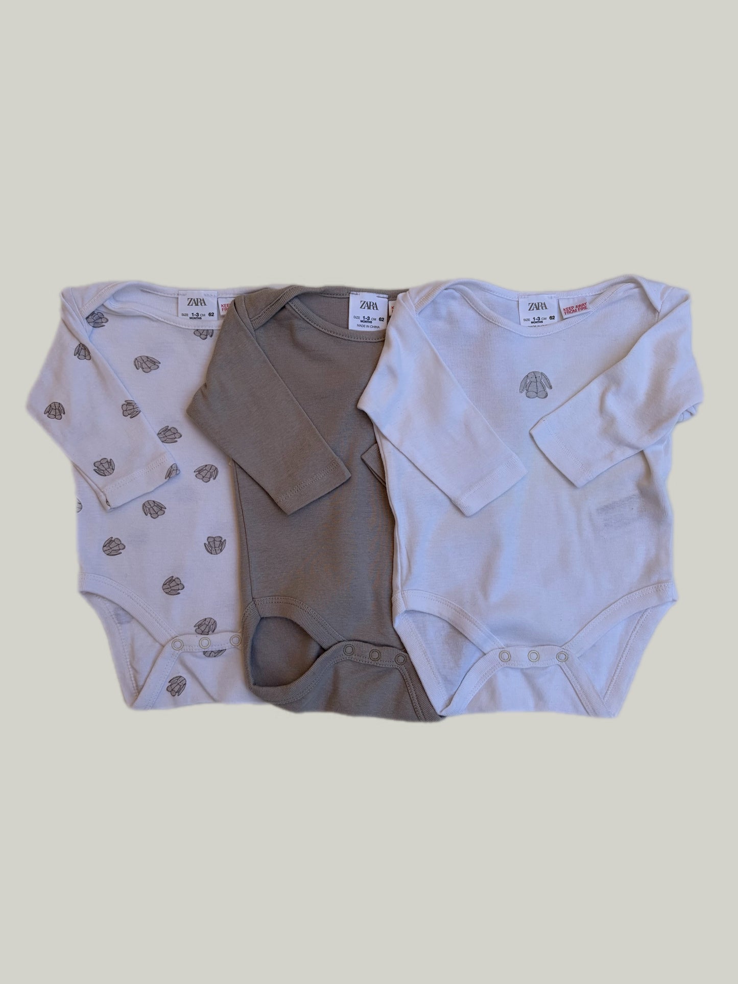 Good Condition Zara Cotton Bodysuits 3 Pack 1 to 3 Months