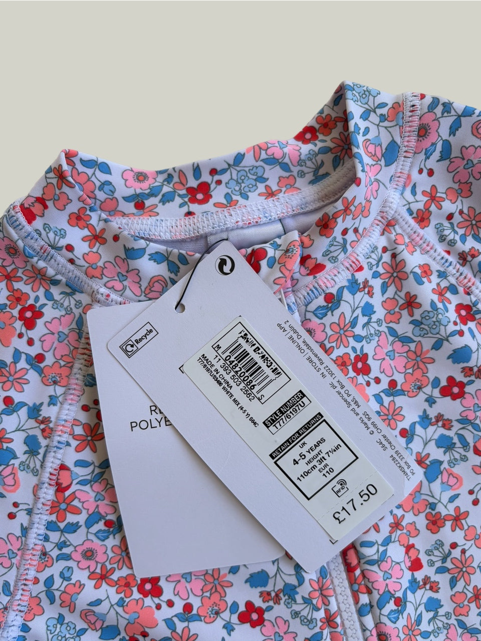 New With Tags M&S Swim Onesie UPF 50+ 4 to 5 Years