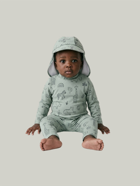 New With Tags George Swim Onesie & Hat UPF 40+ 6 to 9 Months