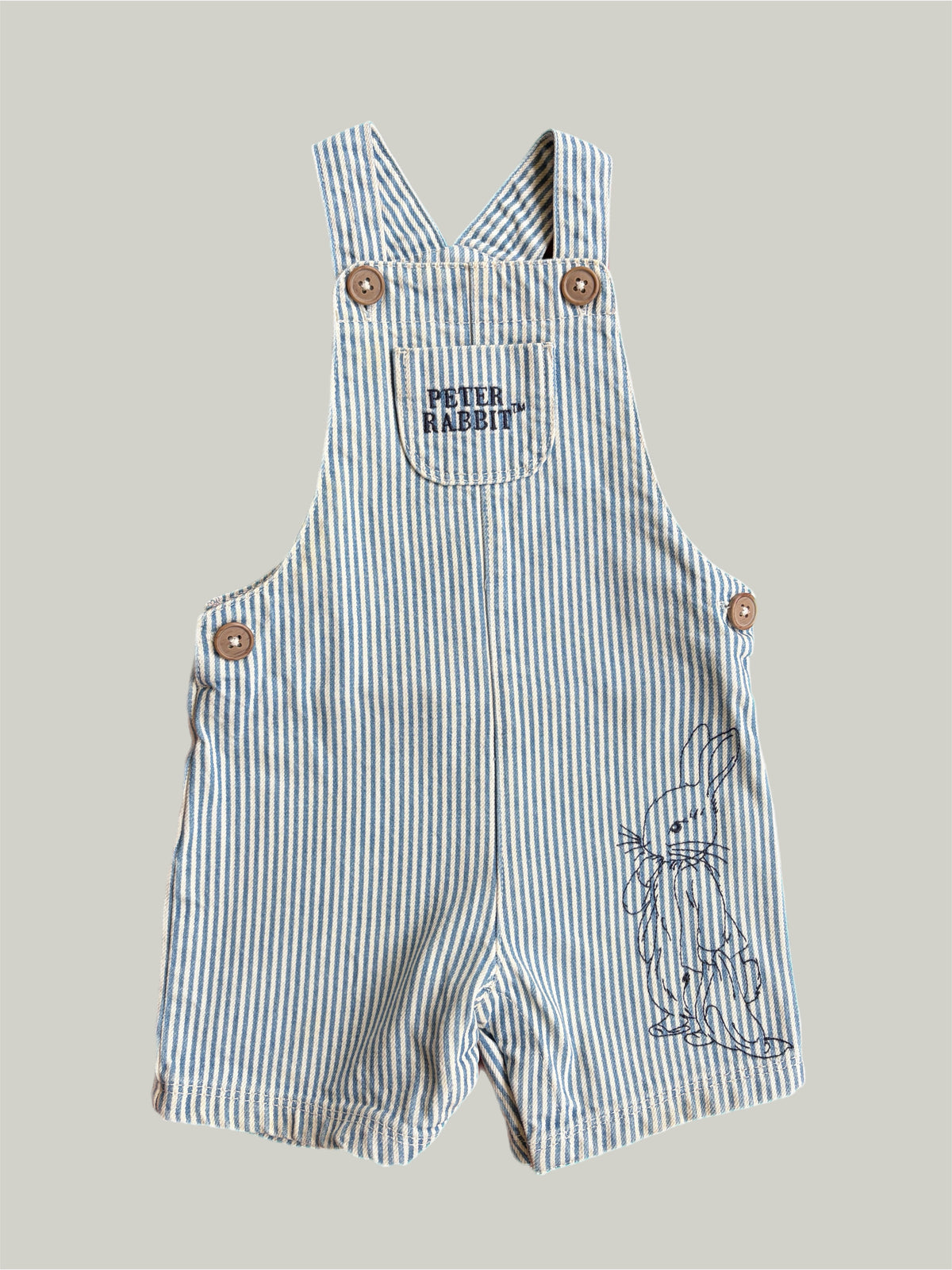 Excellent Condition Peter The Rabbit Denim Cotton Dungarees 9 to 12 Months