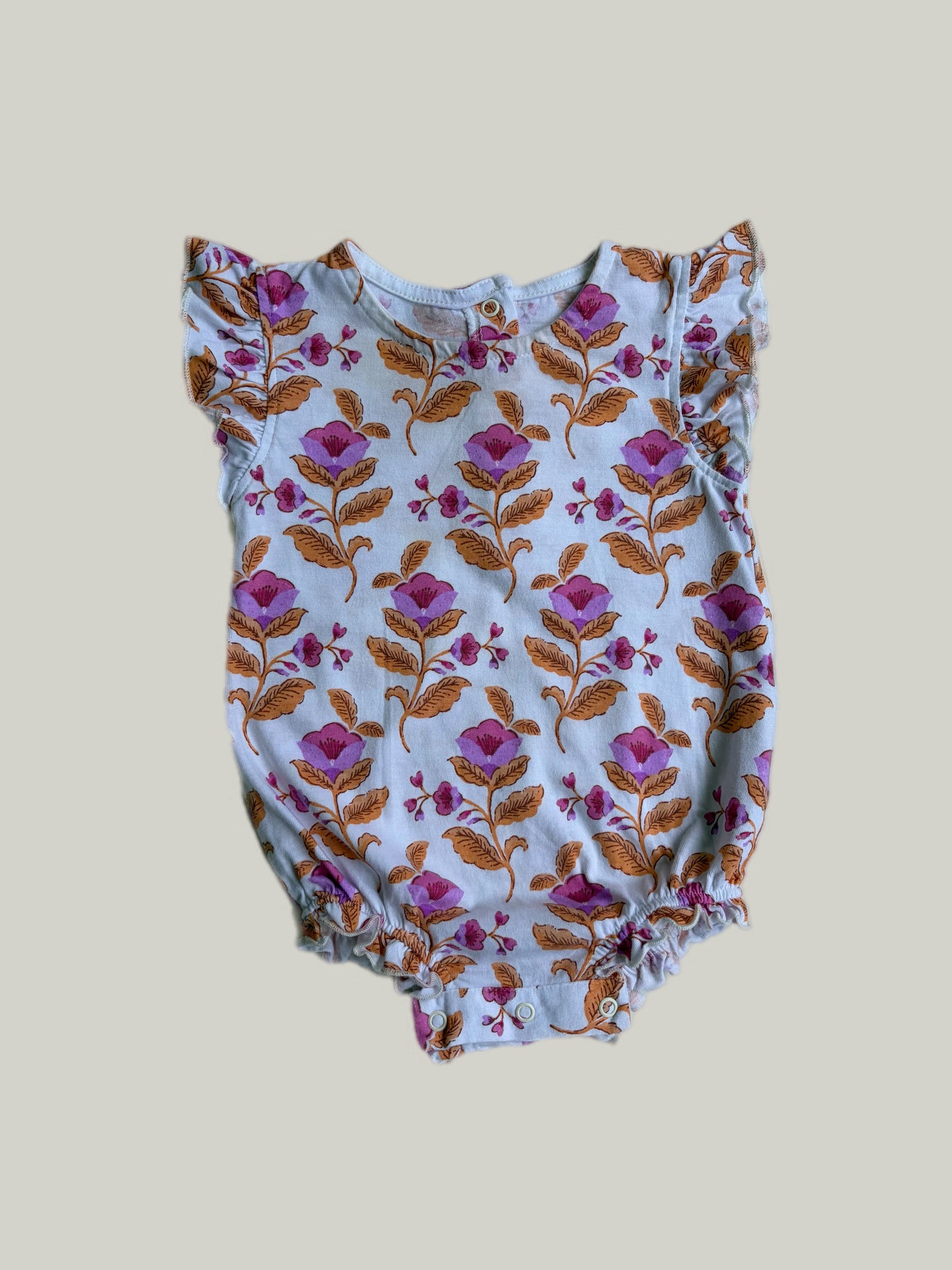 Like New Nutmeg Cotton Floral  Romper