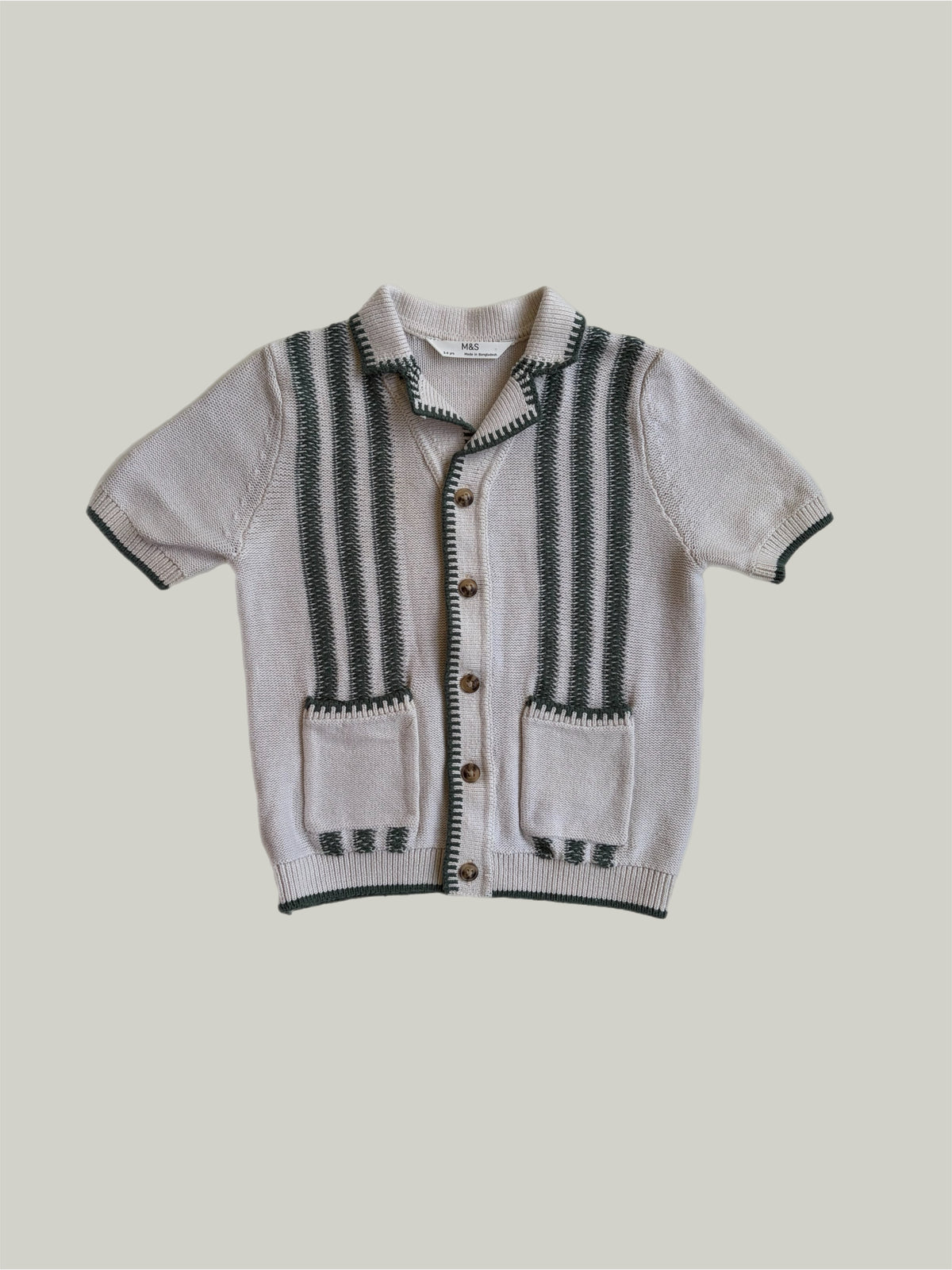 New Without Tags M&S Pure Cotton Striped Knitted Shirt