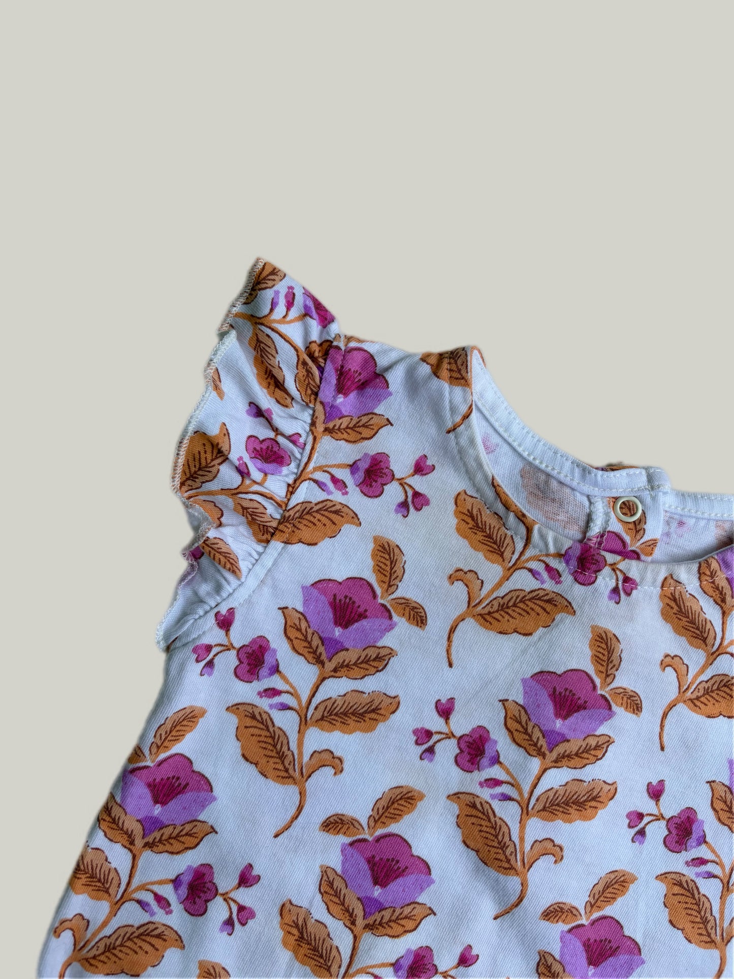 Like New Nutmeg Cotton Floral  Romper