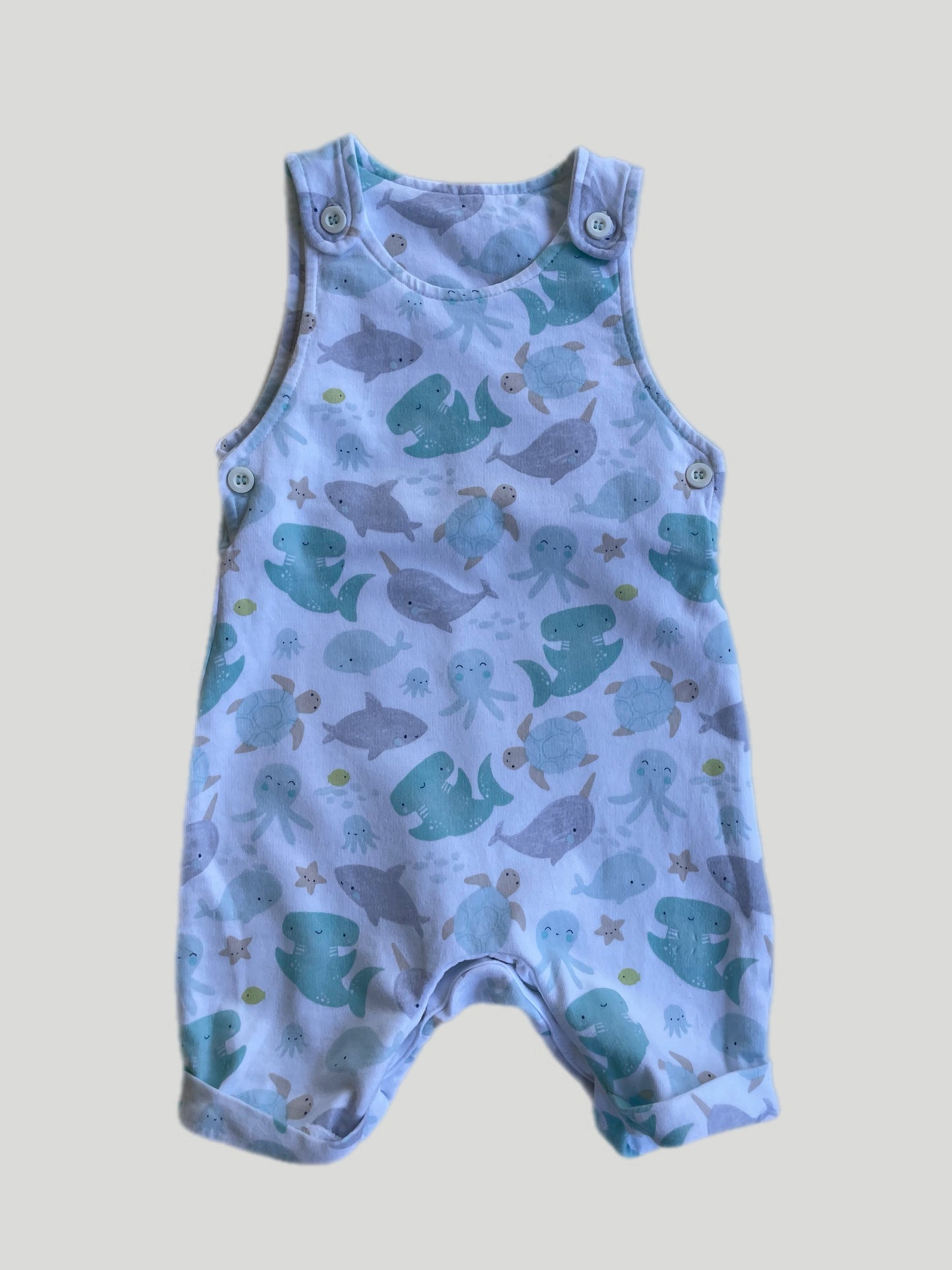 Like New Mothercare Sea Print Dungarees